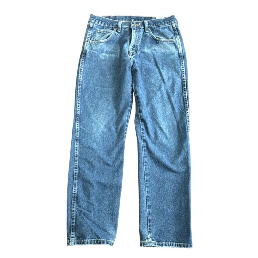 WRANGLER RUGGED WEAR MENS JEANS CLASSIC STRAIGHT LEG BLUE HEAVY DENIM 34 X 32